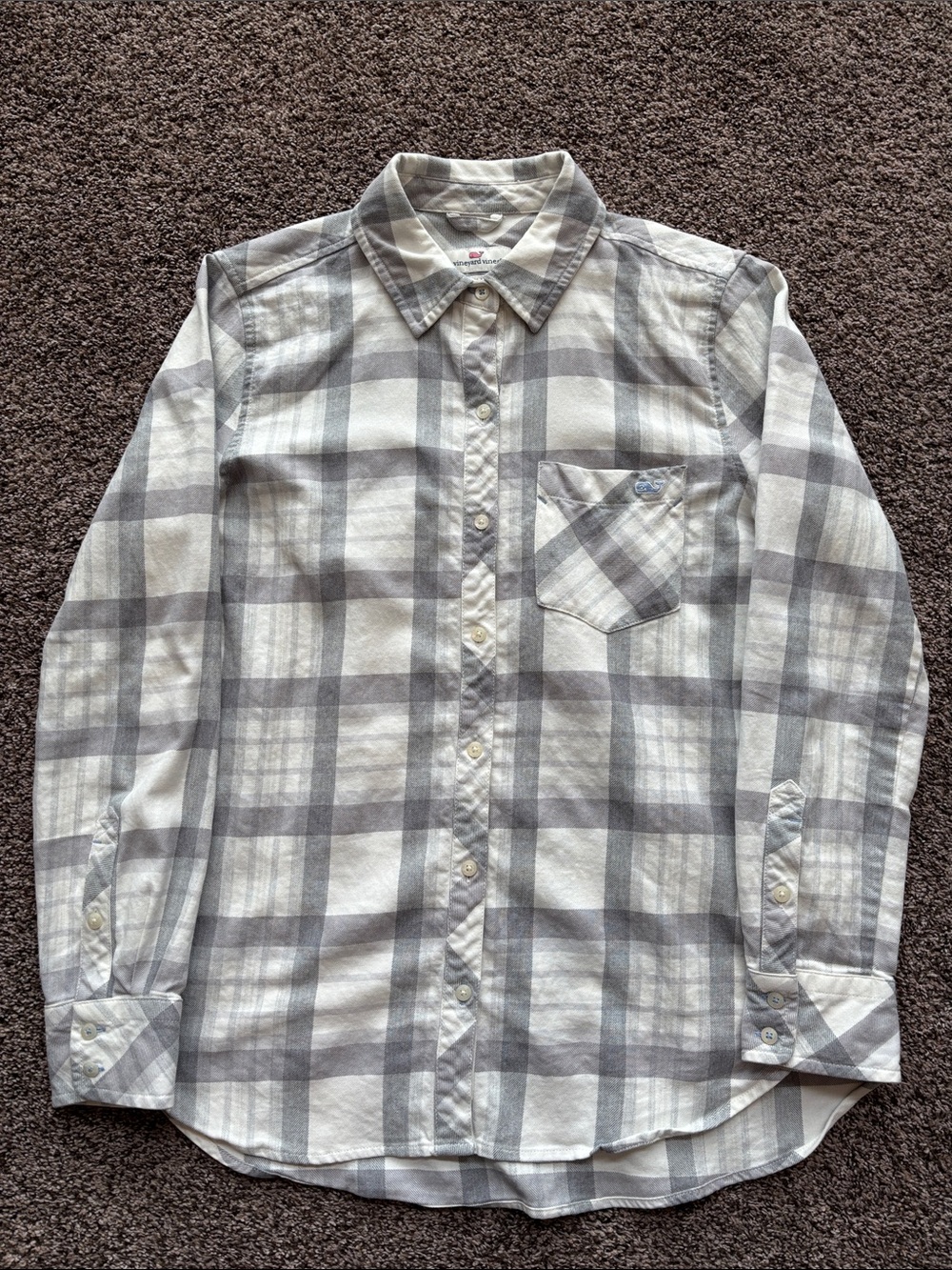 NWOT Vineyard Vines Women’s Gray Plaid Button-Up Shirt - Casual Lightweight